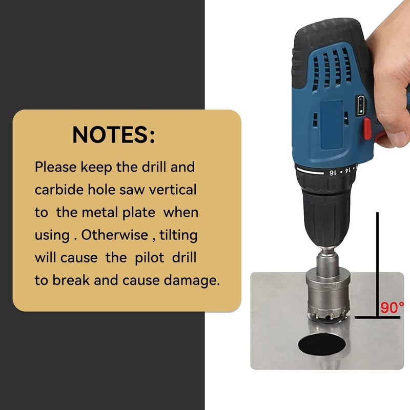 cenyb 3" (76mm) Tungsten Carbide Tipped Hole Saw with 2Pcs Titanium-Plated Pilot Drill Bits for Hard Metal,Stainless Steel,Iron,Aluminum Alloy,Wood and Plastic - Image 5